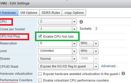 Enable CPU Hot Add